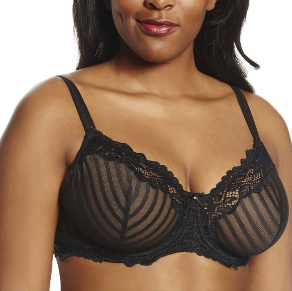 Lunaire Whimsy Barbados Lace Demi Black Bra 15211 Size Women's 38C - Picture 1 of 11